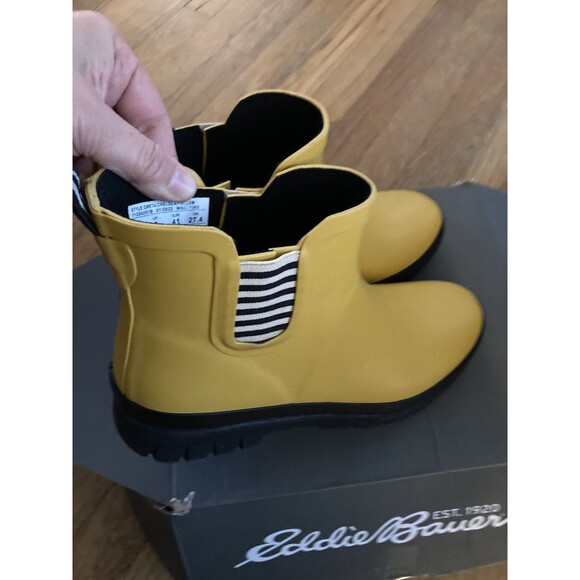 The Great x Eddie Bauer Greta Chelsea Rain Boots 10 Ankle Yellow Amber - Picture 4 of 12